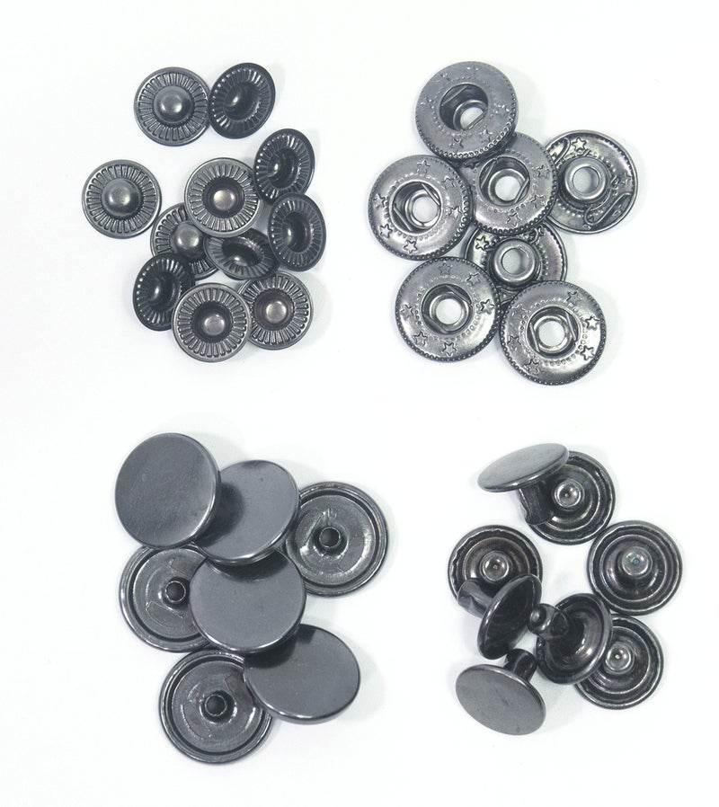 ALL in ONE Copper Press Studs Snap Fasteners Poppers Sewing Clothing Snaps Button (Gunmetal 10MM) - Image 1